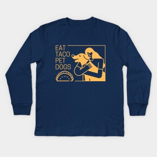 Eat Taco Pet Dogs Design Gold Kids Long Sleeve T-Shirt